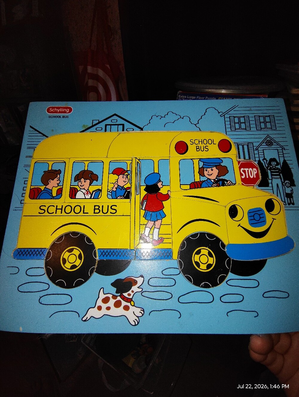 Schylling Yellow School Bus Jigsaw Puzzle for Kids